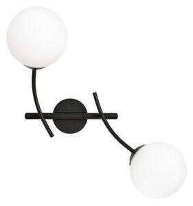 Nástěnné svítidlo HUNTER K2 – černé, opálové sklo, 2× E14, šířka 35 cm