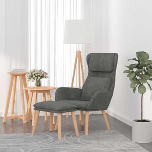 Relaxační křeslo se stoličkou tmavě šedé samet 3097821