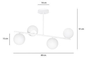Stropní svítidlo BIOR 4 – celobílé, sklo, 4× E14, šířka 80 cm