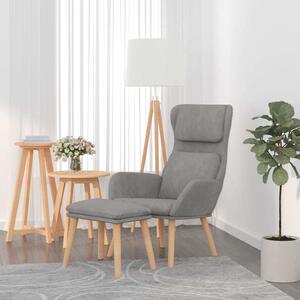 Relaxační křeslo se stoličkou světle šedé samet 3097820