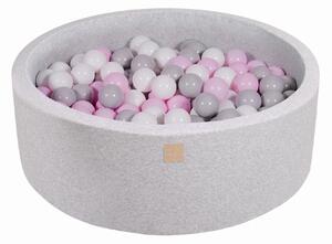 Suchý bazének s míčky 90x30cm s 200 míčky, světle šedá: šedá, bílá, růžová