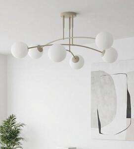 Stropní svítidlo PREGOS 6 – moka, opálové sklo, 6× E14, šířka 90 cm