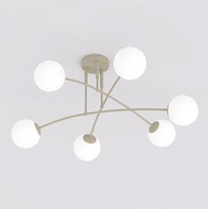 Stropní svítidlo PREGOS 6 – moka, opálové sklo, 6× E14, šířka 90 cm