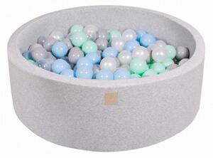 MeowBaby Suchý bazének s míčky 90x30cm s 200 míčky, světle šedá: šedá, bílá, průhledná, mintová, modrá