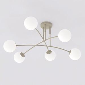 Stropní svítidlo PREGOS 6 – moka, opálové sklo, 6× E14, šířka 90 cm