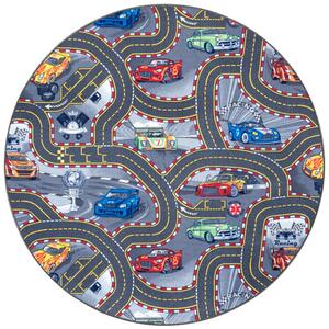 Koberec Hanse Home Play Race Track šedý / vícebarevný kruh
