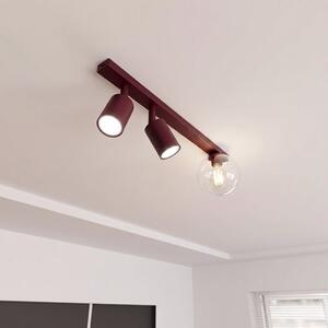 Stropní svítidlo BASTER 3 – vínové, čiré sklo, 3× GU10/E14, šířka 60 cm