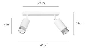 Stropní svítidlo HIRO 2 – bílé / chromové, 2× GU10, šířka 45 cm