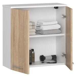 Avord Závěsná koupelnová skříňka Fin 60 cm bílá/sonoma