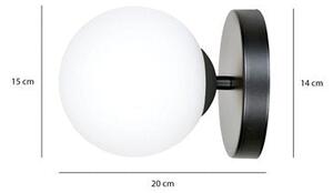 Nástěnné svítidlo BIOR K1 – černé, bílé sklo, 1× E14, šířka 15 cm