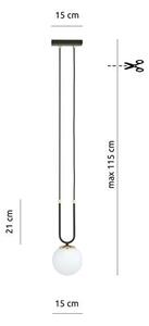 Závěsné svítidlo GLAM 1 – černé, opálové sklo, 1× E14, šířka 15 cm