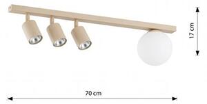 Stropní svítidlo BASTER 4 – moka, opálové sklo, 4× GU10/E14, šířka 70 cm