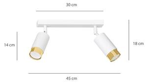 Stropní svítidlo HIRO 2 – bílé / zlaté, 2× GU10, šířka 45 cm