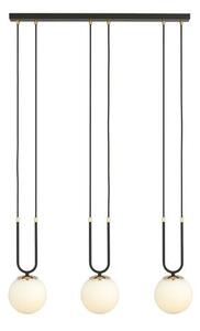 Závěsné svítidlo GLAM 3 – černé, opálové sklo, 3× E14, šířka 70 cm