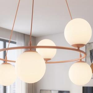 Závěsné svítidlo AZURA 6 – korálové, opálové sklo, 6× E14, šířka 75 cm