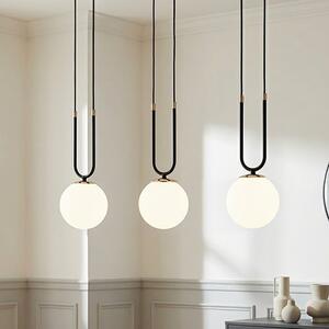 Závěsné svítidlo GLAM 3 – černé, opálové sklo, 3× E14, šířka 70 cm