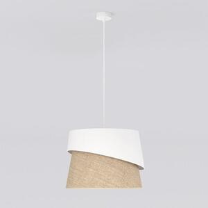 Závěsné svítidlo CANVA 1 – bílé, hnědé textilní stínidlo, 1× E27, šířka 40 cm