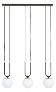 Závěsné svítidlo GLAM 3 – černé, opálové sklo, 3× E14, šířka 70 cm