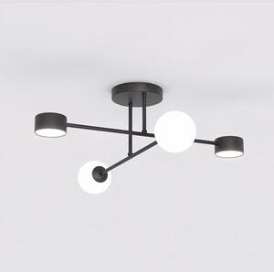 Stropní svítidlo HOLON 4 – černé, bílé sklo, 4× G9/GX53, šířka 64 cm
