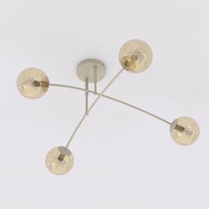 Stropní svítidlo PREGOS 4 – moka, jantarové sklo, 4× E14, šířka 90 cm