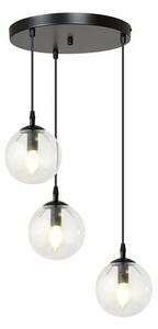 Závěsné svítidlo COSMO 3 PREM – černé, čiré sklo, 3× E14, šířka 40 cm