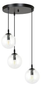 Závěsné svítidlo COSMO 3 PREM – černé, čiré sklo, 3× E14, šířka 40 cm