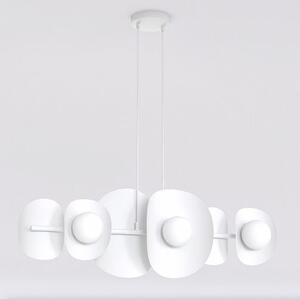 Závěsné svítidlo ELEMENTI 6 – celobílé, sklo, 6× G9, šířka 87 cm