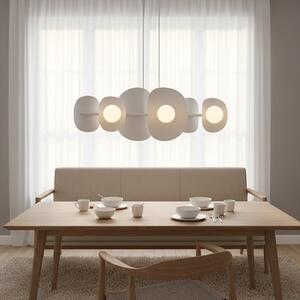 Závěsné svítidlo ELEMENTI 6 – celobílé, sklo, 6× G9, šířka 87 cm