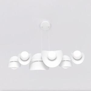Závěsné svítidlo ELEMENTI 6 – celobílé, sklo, 6× G9, šířka 87 cm