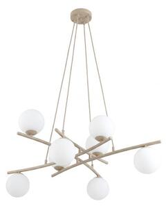 Závěsné svítidlo ESSA 8 – moka, opálové sklo, 8× E14, šířka 100 cm