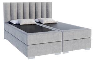 Luxusní kontinentální postel LINCOLN Šedá Trinity 140x200 s dřevěným zdvižným roštem