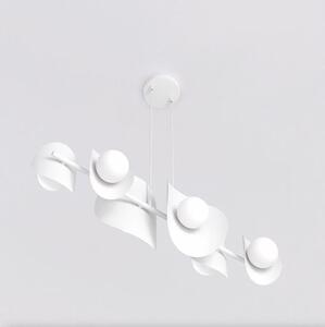 Závěsné svítidlo ELEMENTI 6 – celobílé, sklo, 6× G9, šířka 87 cm