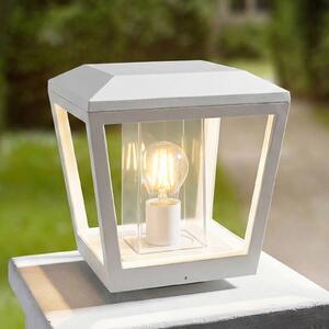 Lucande Podlahová lampa Dunia, bílá, kov, 24 cm, E27, IP54, stmívatelný, Bílá / opál, Hliník, Moderní