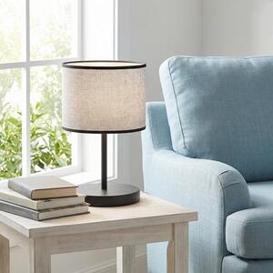 Stolní lampa ECO LN1 – černá, šedé textilní stínidlo, 1× E27, šířka 20 cm