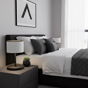 Stolní lampa ECO LN1 – černá, šedé textilní stínidlo, 1× E27, šířka 20 cm