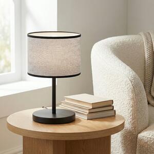 Stolní lampa ECO LN1 – černá, šedé textilní stínidlo, 1× E27, šířka 20 cm