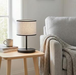 Stolní lampa ECO LN1 – černá, šedé textilní stínidlo, 1× E27, šířka 20 cm