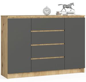 Ak furniture Komoda Tove K 140 cm dub artisan/šedý grafit