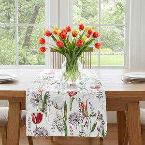 Gobelínový ubrus na stůl Tulipány Chenille 1187B Barva Vícebarevná Rozměry 40x100 cm