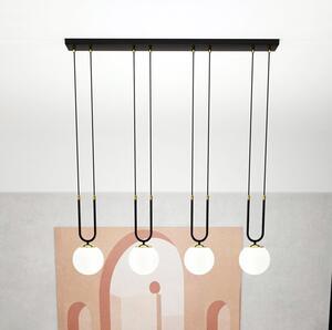 Závěsné svítidlo GLAM 4 – černé, opálové sklo, 4× E14, šířka 92 cm