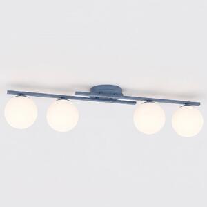 Stropní svítidlo KAIRO 4 – tlumeně modré, bílé sklo, 4× E14, šířka 86 cm
