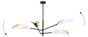 Stropní svítidlo VENE 4 – bílé, zlatá textilní stínidla, 4× E14, šířka 102 cm