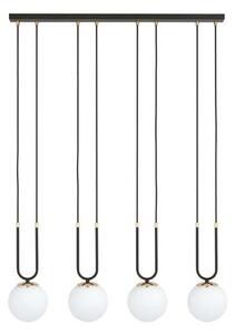 Závěsné svítidlo GLAM 4 – černé, opálové sklo, 4× E14, šířka 92 cm