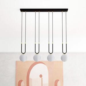 Závěsné svítidlo GLAM 4 – černé, opálové sklo, 4× E14, šířka 92 cm