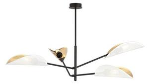 Stropní svítidlo VENE 4 – bílé, zlatá textilní stínidla, 4× E14, šířka 102 cm