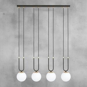 Závěsné svítidlo GLAM 4 – černé, opálové sklo, 4× E14, šířka 92 cm