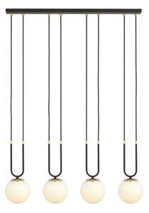 Závěsné svítidlo GLAM 4 – černé, opálové sklo, 4× E14, šířka 92 cm