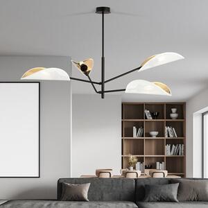 Stropní svítidlo VENE 4 – bílé, zlatá textilní stínidla, 4× E14, šířka 102 cm
