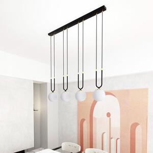 Závěsné svítidlo GLAM 4 – černé, opálové sklo, 4× E14, šířka 92 cm