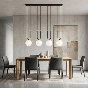 Závěsné svítidlo GLAM 4 – černé, opálové sklo, 4× E14, šířka 92 cm
